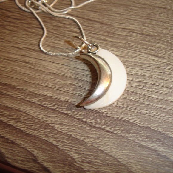 Blessed Moon Artifacts Jewelry - Mother of Pearl and Steel Double Crescent Moon